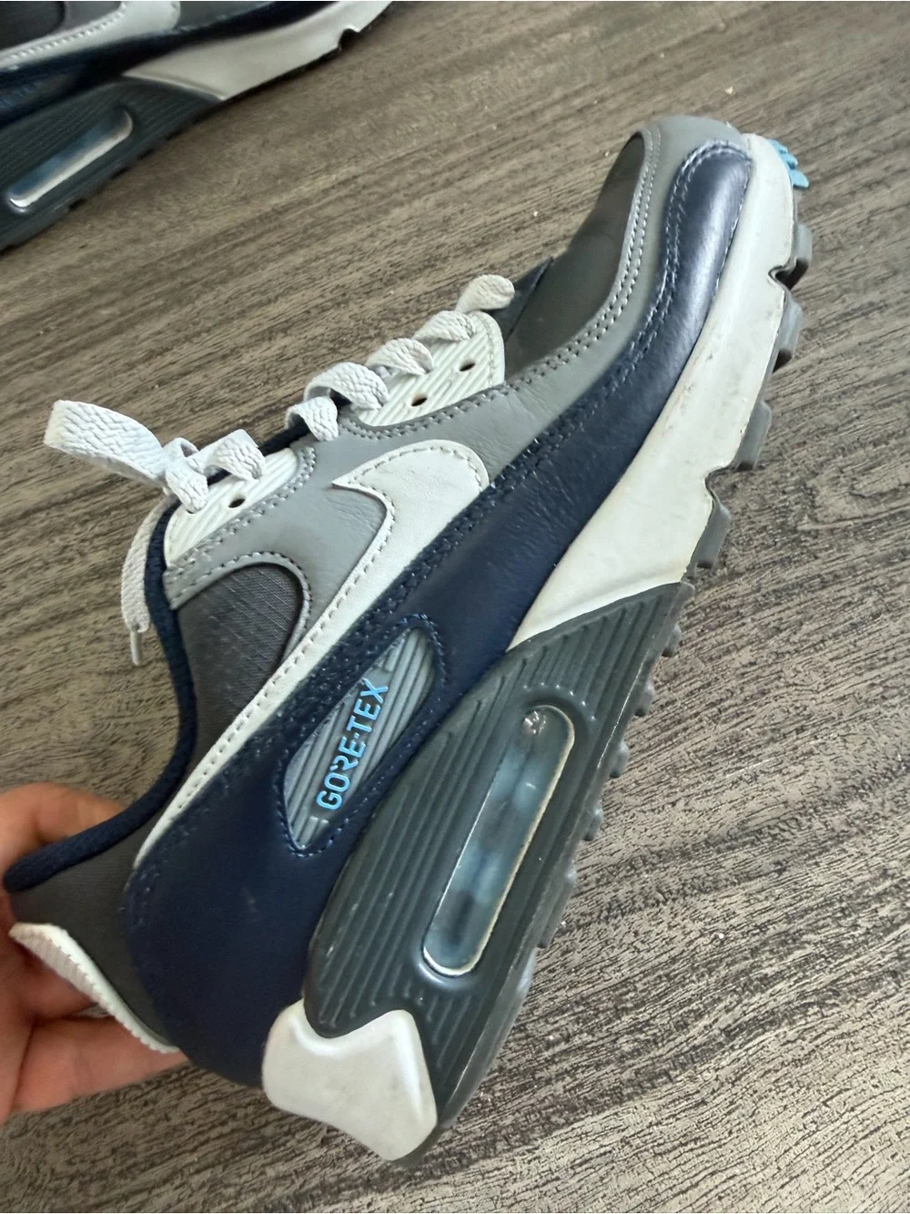Nike Teen Nike Max Leather Sneakers in Black & Gray